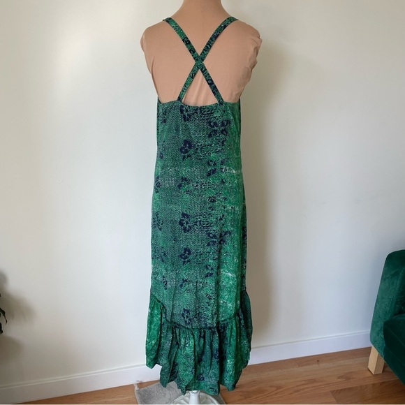 Gryphon Green Abstract Floral Print Francesca Cross Back High Low Dress NWT Sz S - Picture 3 of 8